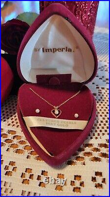 Pre-Owned Beautiful 14K YG Pearl Heart Necklace & Pearl Earrings Set by Imperial