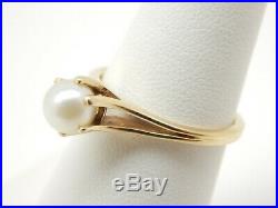Pretty 14K Gold Ring With Prong Set Freshwater Pearl 6.2mm Size 6 1/4