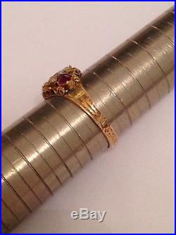Pretty Antique Victorian 15ct Gold Garnet & Seed Pearl Set Ring