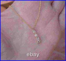 Pretty Bezel Set Mixed Cut Diamond Drop Pendant Necklace. 50 ct 14K Yellow Gold