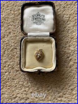 Pretty Victorian 15CT Gold Pearl Flower Set Heart Pendant/Charm