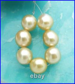 RARE AAA SOUTH SEA GOLD IRIDESCENT CULTURED PEARLS 8.2-8.7mm 7pc SET 2.5