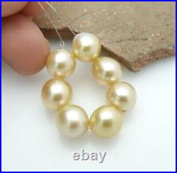 RARE AAA SOUTH SEA GOLD IRIDESCENT CULTURED PEARLS 8.2-8.7mm 7pc SET 2.5