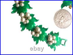 RARE Amazing Vintage Designer Enameled Pearl Grape Bracelet, Brooch & Earrings