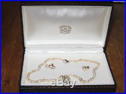 RARE Antique Natural Pearl Necklace & Earrings Carteaux 14k gold Hollywood