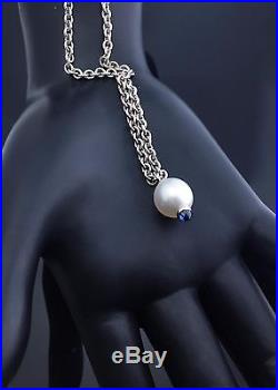RARE Tiffany & Co. South Sea Pearl WithSapphire Set In Platinum & 18k White Gold