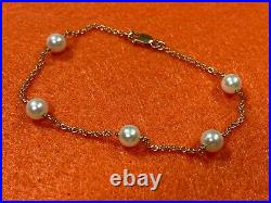 RCI 14K Yellow Gold Cultured Pearl Station 16 Necklace and 7 Bracelet SET