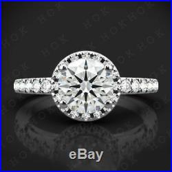 REAL 10k White Gold Bead-Set Halo Diamond Engagement Ring For Ladies