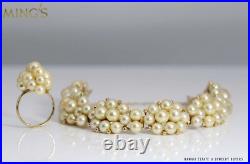 Rare Ming's 14kyg Champagne Cultered Pearl Ring & Bracelet Set