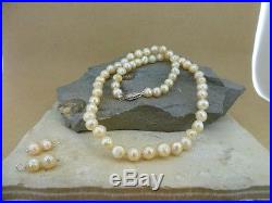 Rare Pearl necklace set -14ct white gold palest Apricot hand-carved pearls