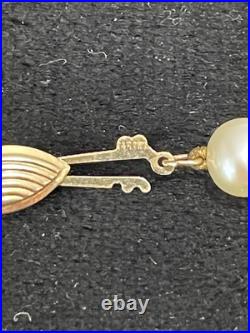 Rare Solid 14k Gold Genuine Pearl Necklace Bracelet Brooch Earrings Set Lot 53g