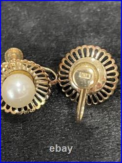Rare Solid 14k Gold Genuine Pearl Necklace Bracelet Brooch Earrings Set Lot 53g