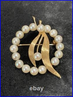 Rare Solid 14k Gold Genuine Pearl Necklace Bracelet Brooch Earrings Set Lot 53g