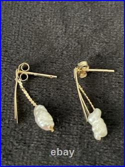Rare Solid 14k Gold Genuine Pearl Necklace Bracelet Brooch Earrings Set Lot 53g