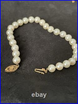Rare Solid 14k Gold Genuine Pearl Necklace Bracelet Brooch Earrings Set Lot 53g