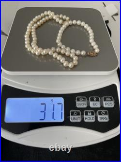 Rare Solid 14k Gold Genuine Pearl Necklace Bracelet Brooch Earrings Set Lot 53g