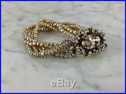 Rare Vtg Early Miriam Haskell Faux Pearl Gold Necklace Brooch Bracelet Signed