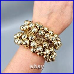 Rare bergère Parure Gold Plated Ball Bead Mesh Necklace Bracelet Earrings