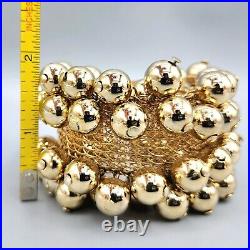 Rare bergère Parure Gold Plated Ball Bead Mesh Necklace Bracelet Earrings