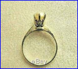 Rarest Ostby Barton 14k White Gold Tiffany Set Pearl Engagement Solitaire Ring
