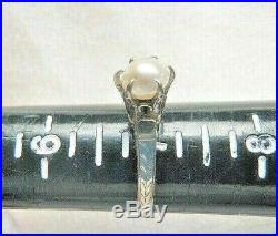 Rarest Ostby Barton 14k White Gold Tiffany Set Pearl Engagement Solitaire Ring