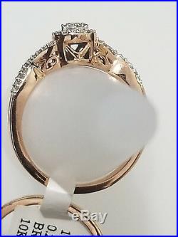 Real 10k Rose Gold Tear Drop Pear Shape Geniune Diamonds Bridal Set Wedding Ring