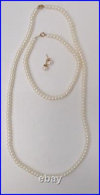Real Pearl (4.5-5.5mm) Necklace, Bracelet, Earring Set with 10k Yellow Gold Clasps Real Pearl (4.5-5.5mm) Necklace, Bracelet, Earring Set with 10k Yellow Gold Clasps