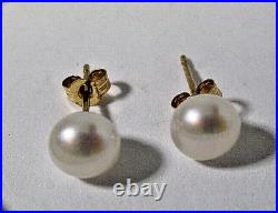 Real White Freshwater 4.5-5.5 MM Pearl 10k Gold Necklace, Bracelet, Earring Set