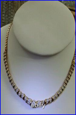 Reduced Earring & Necklace Set 14k Yellow Gold Sterling Silver 130 Diamonds