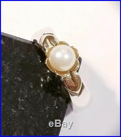 Ret James Avery Sterling Silver 14k Gold Genuine Pearl Flower Setting Ring Sz7.5