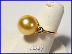 Rich golden South Sea pearl set(R/G, E/R, PDT), diamonds, solid 18k yellow gold