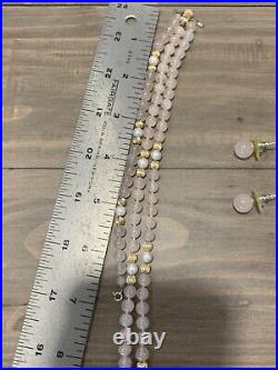 Rose quartz, Bead Set, 14k gold Beads & Pearls- Necklace, Earrings & Bracelet