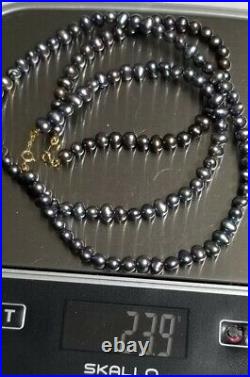 Ross Simon 585 14k Yellow Gold rainbow black peacock pearl necklace bracelet Set