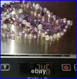 Ross Simons 14K yellow gold Amethyst purple white pearl Necklace Bracelet set