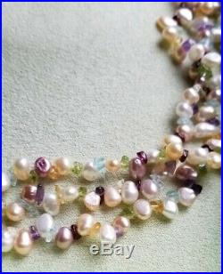 Ross Simons 14K yellow gold pastel pearl multi gemstone Necklace Bracelet set
