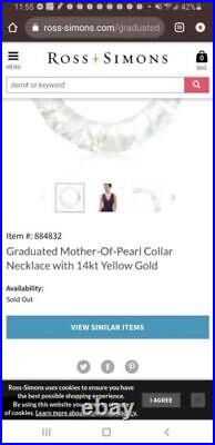Ross Simons 14kt Gold Graduated Mother Of Pearl Choker Necklace. 16 + 2 $495