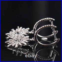 Round Cut 5.0mm Natural Diamond Drop Earrings Settings 14K White Gold