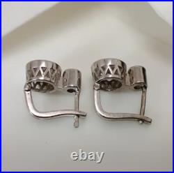 Round Cut Bezel Set Real Moissanite Drop Earrings 1.50 TCW Solid 14K White Gold