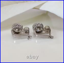 Round Cut Bezel Set Real Moissanite Drop Earrings 1.50 TCW Solid 14K White Gold