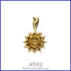Round White Pearl Pendant with Illusion Set Diamond Halo in 10k Yellow Gold