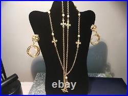 Runway vintage necklace set high quality gold metal with pearls