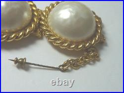 SET Edouard Rambaud Paris Bracelet Clip On Gold Tone Swirl Faux Pearl Earrings