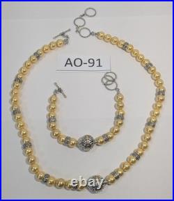 (SET, NOS) Robert Manse Sim. Gold Pearl& Ball Bracelet & Necklace 18K&925 AO-91 (SET, NOS) Robert Manse Sim. Gold Pearl& Ball Bracelet & Necklace 18K&925 AO-91