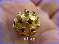SPLENDID Vintage LARGE 9KT SOLID 9CT GOLD GEM SET BALL ORB charm 3.2 grams