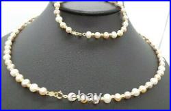 STUNNING 14K SET OF PEARL & GOLD BEAD NECKLACE & BRACELET A2262-1 16.24 grams STUNNING 14K SET OF PEARL & GOLD BEAD NECKLACE & BRACELET A2262-1 16.24 grams