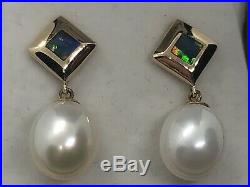 STUNNING! Freshwater Pearl & Opal 14CT K Yellow Gold Earring Set & Valuation
