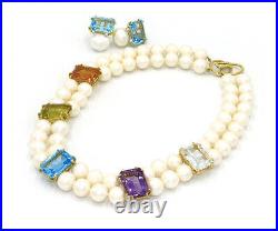 Scully & Scully Pearl and Gemstone Necklace and Earrings Set in 18K