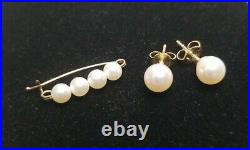 Sea Magic Mikimoto cultured 36 Pearl Necklace Brooch & Earrings set with14kt gold