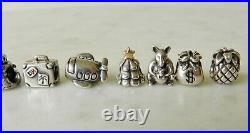 Set 10 PANDORA Retired Sterling Silver & 14K Gold Charms Beads Gold-Tone 38g
