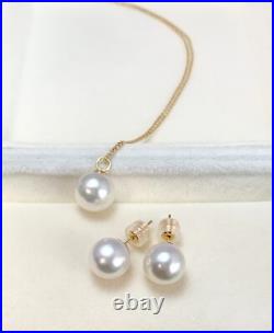 Set, 10mm White Australian South Sea Pearl Earrings&pendant 18K yellow gold chain Set, 10mm White Australian South Sea Pearl Earrings&pendant 18K yellow gold chain